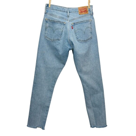 Levis Womens 501 S Skinny Jeans Light Wash Stretch Denim Fray Hem Button Fly W27 - Picture 6 of 15